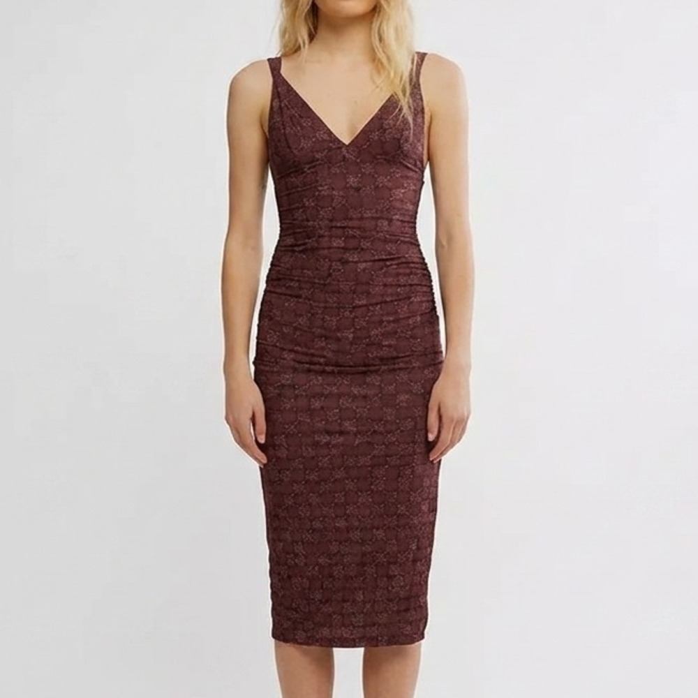 Free People Long Live Printed Mesh Midi Slip‎ Dress NEW Tags size S